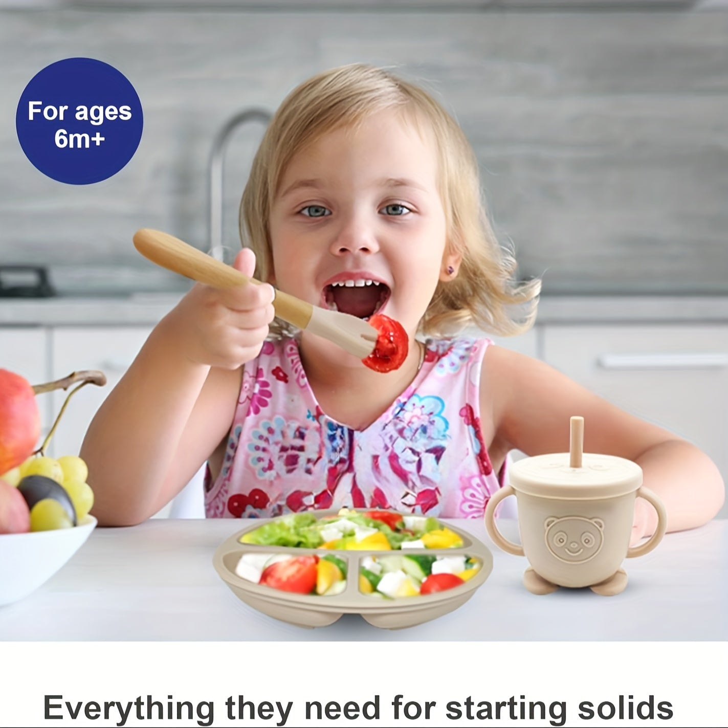 Set de table 8 pièces en silicone pour bébé et enfant