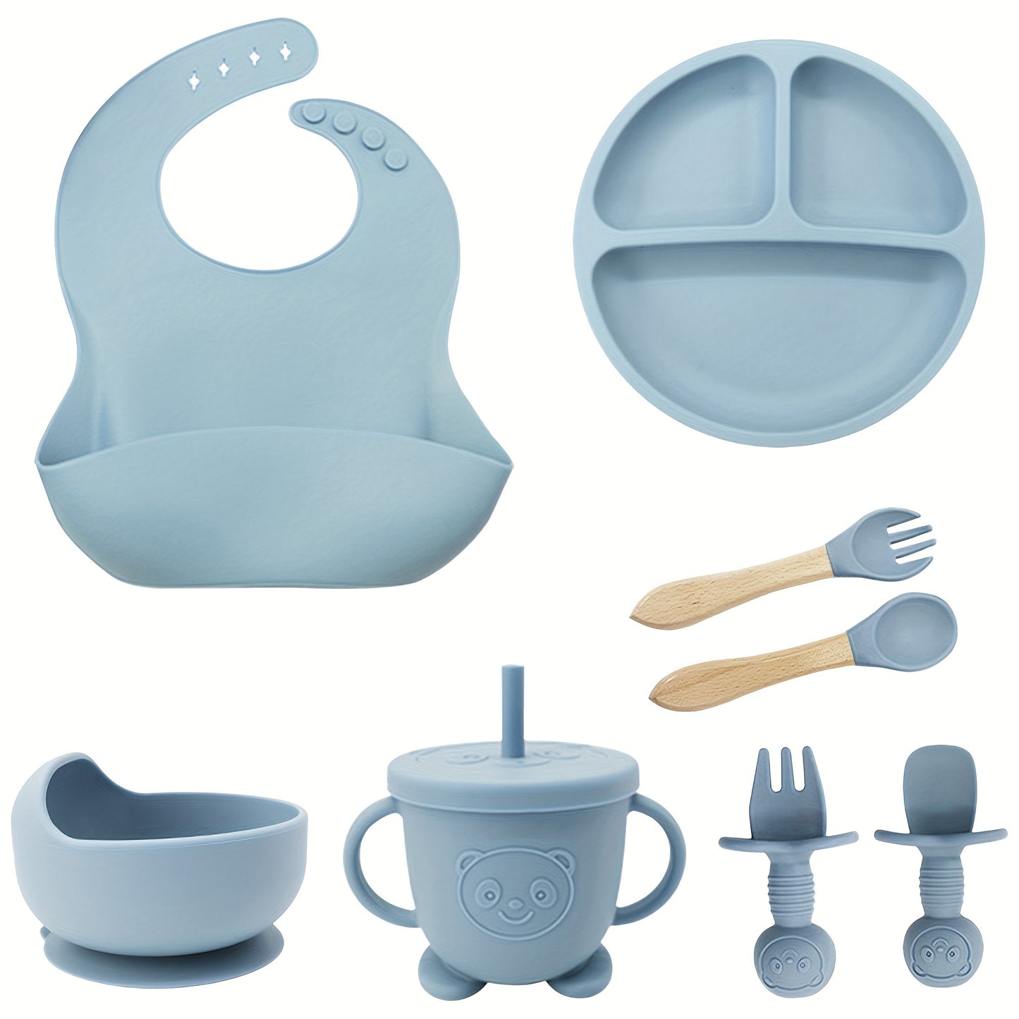 Set de table 8 pièces en silicone pour bébé et enfant