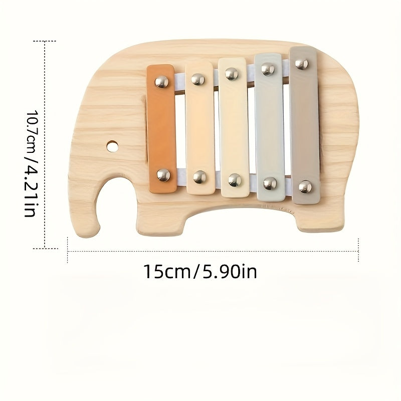 Xylophone Éléphant d'Éveil en Bois Naturel