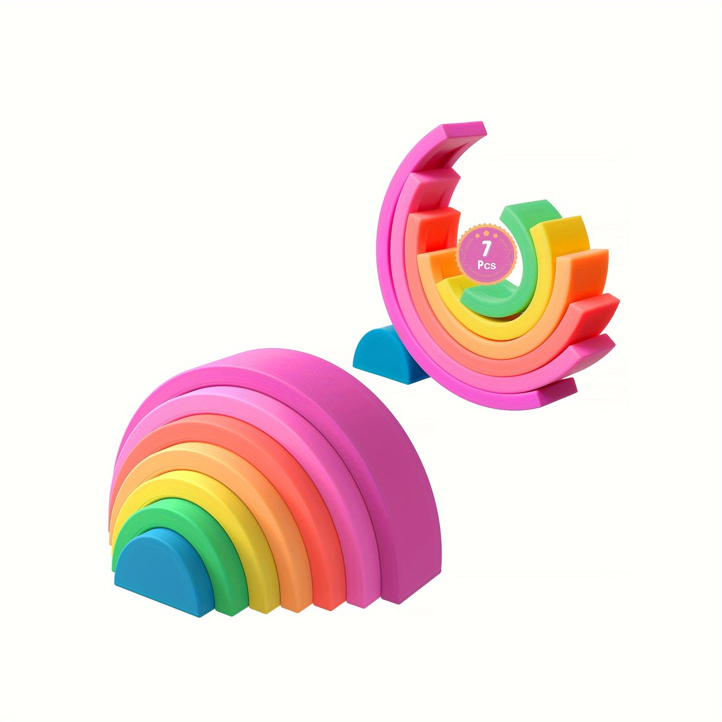 Puzzle 7 pièces empilable Arc-en-ciel d'Éveil Pédagogique