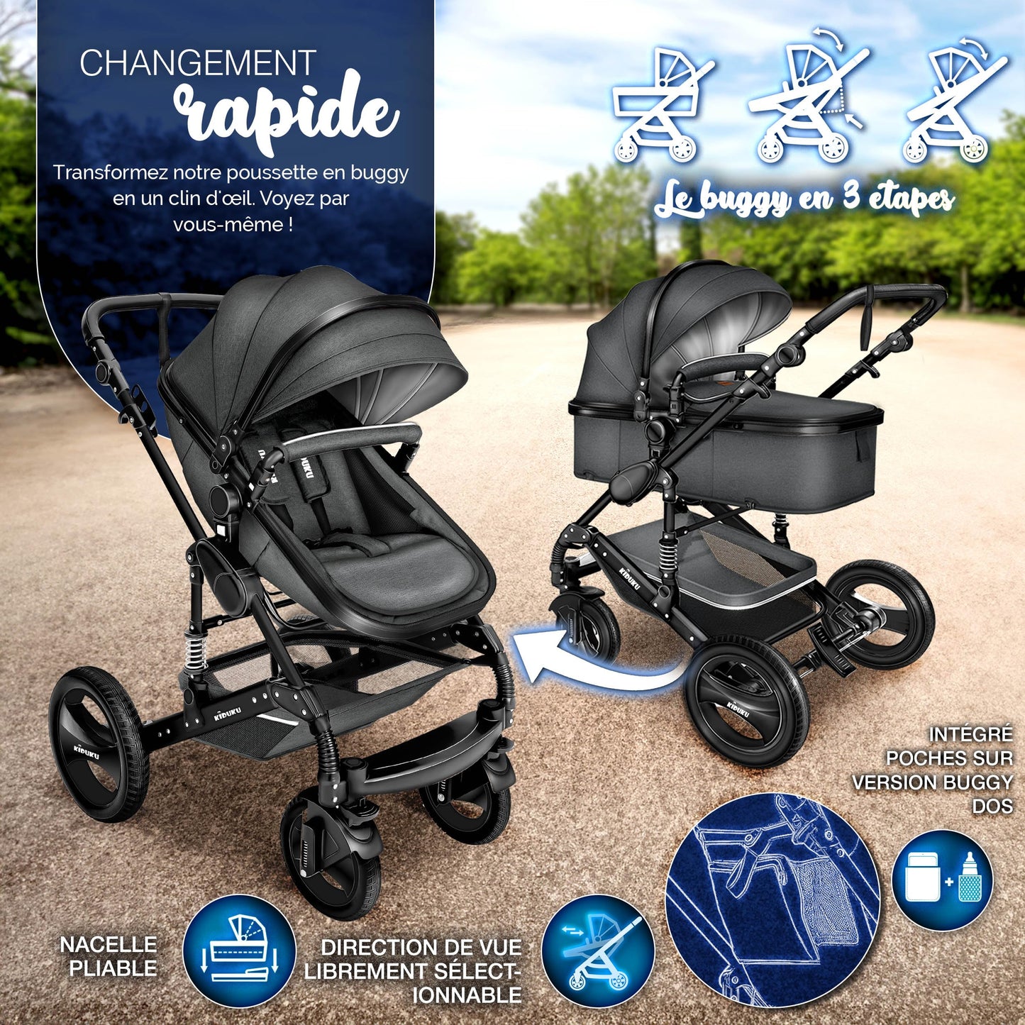 Pousette bébé 3 en 1