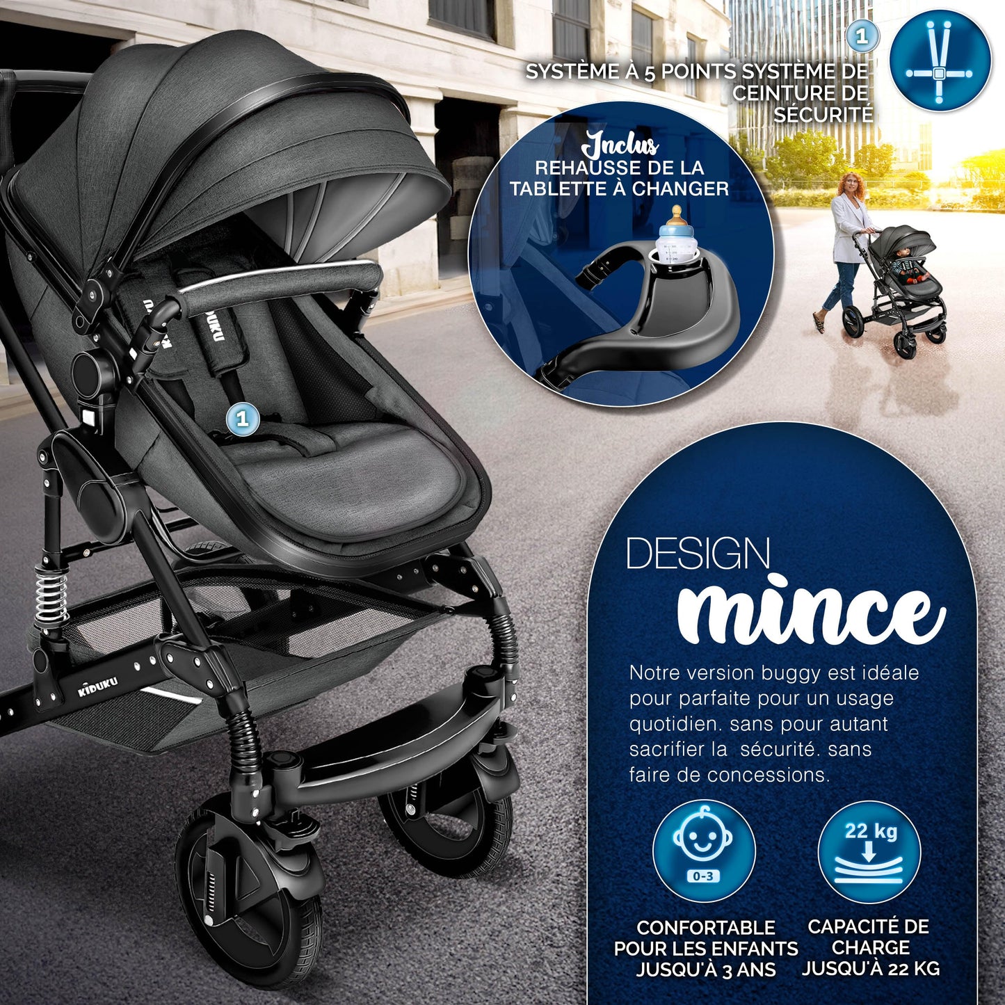 Pousette bébé 3 en 1