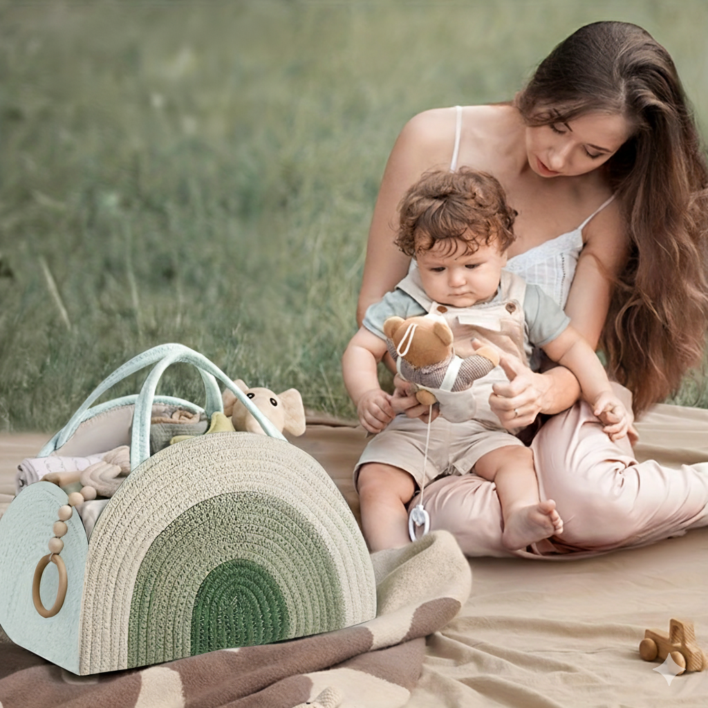 Panier de Rangement Pour Bébé - Portable en Coton Tressé