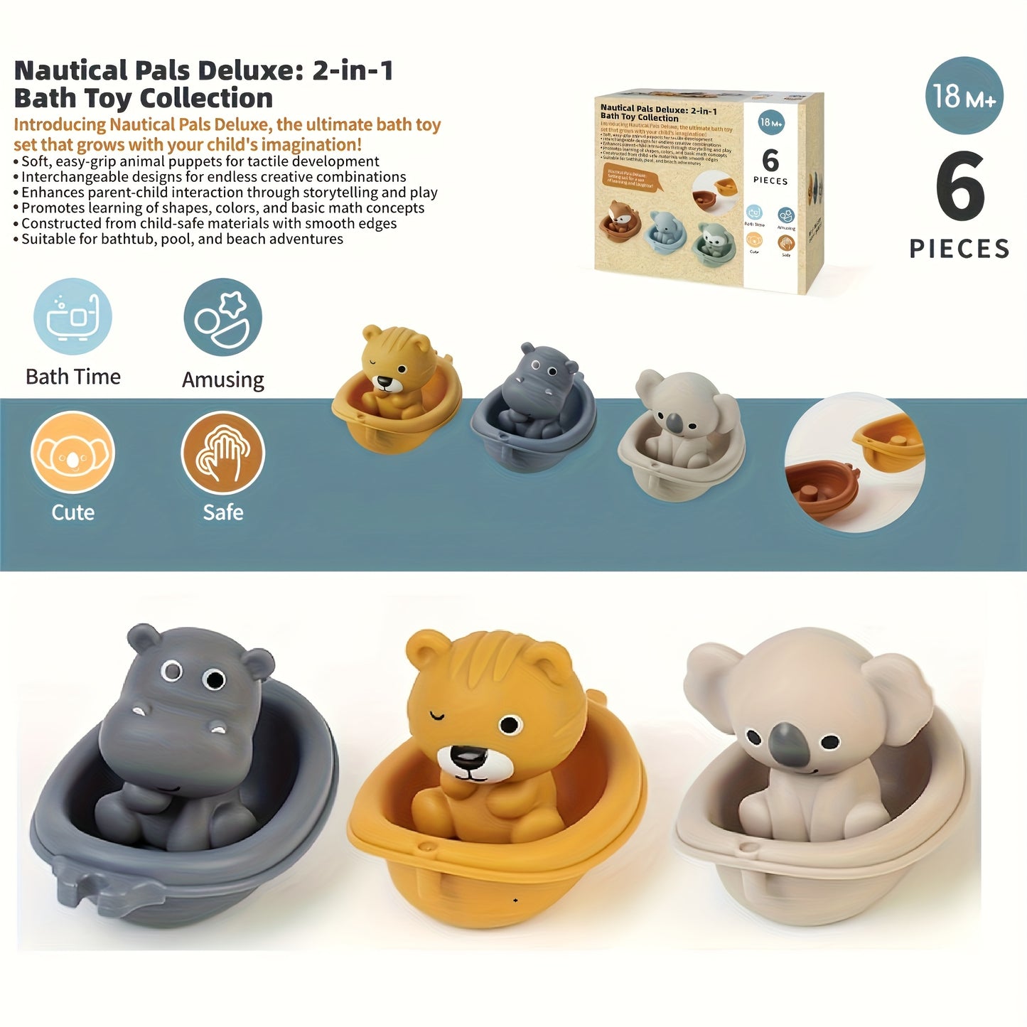 Set de 7 Jouets de Bain en Silicone