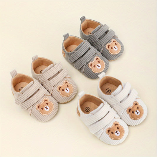 Chaussons Bébé Premiers Pas Antidérapants en Velours Côtelé