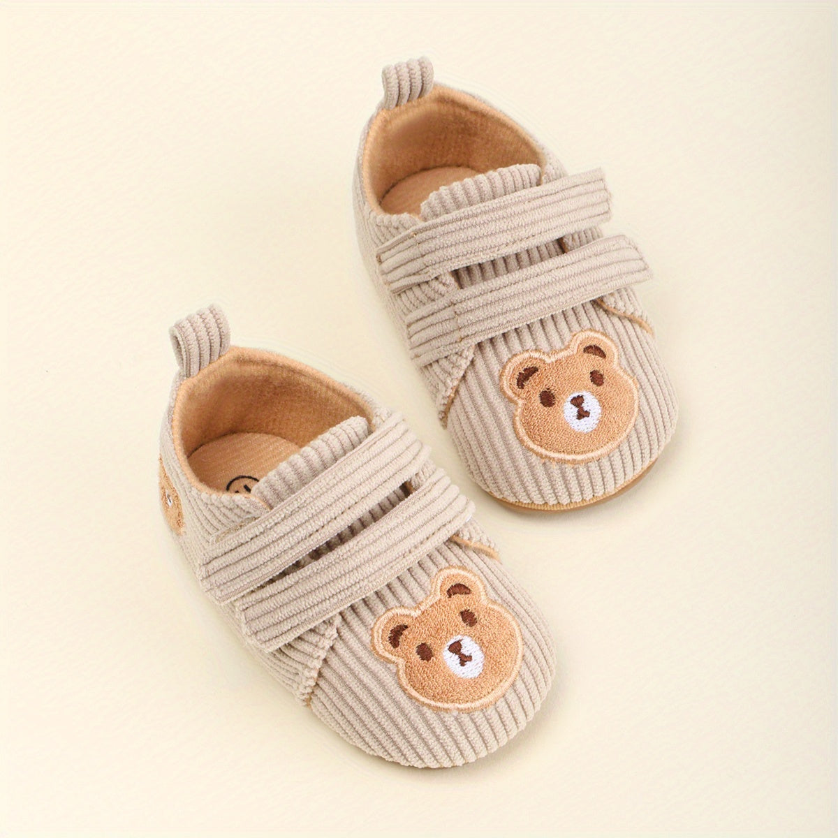 Chaussons Bébé Premiers Pas Antidérapants en Velours Côtelé