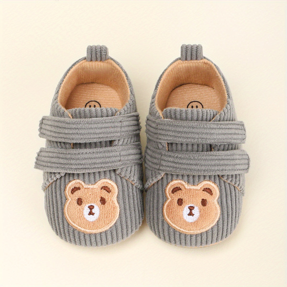 Chaussons Bébé Premiers Pas Antidérapants en Velours Côtelé