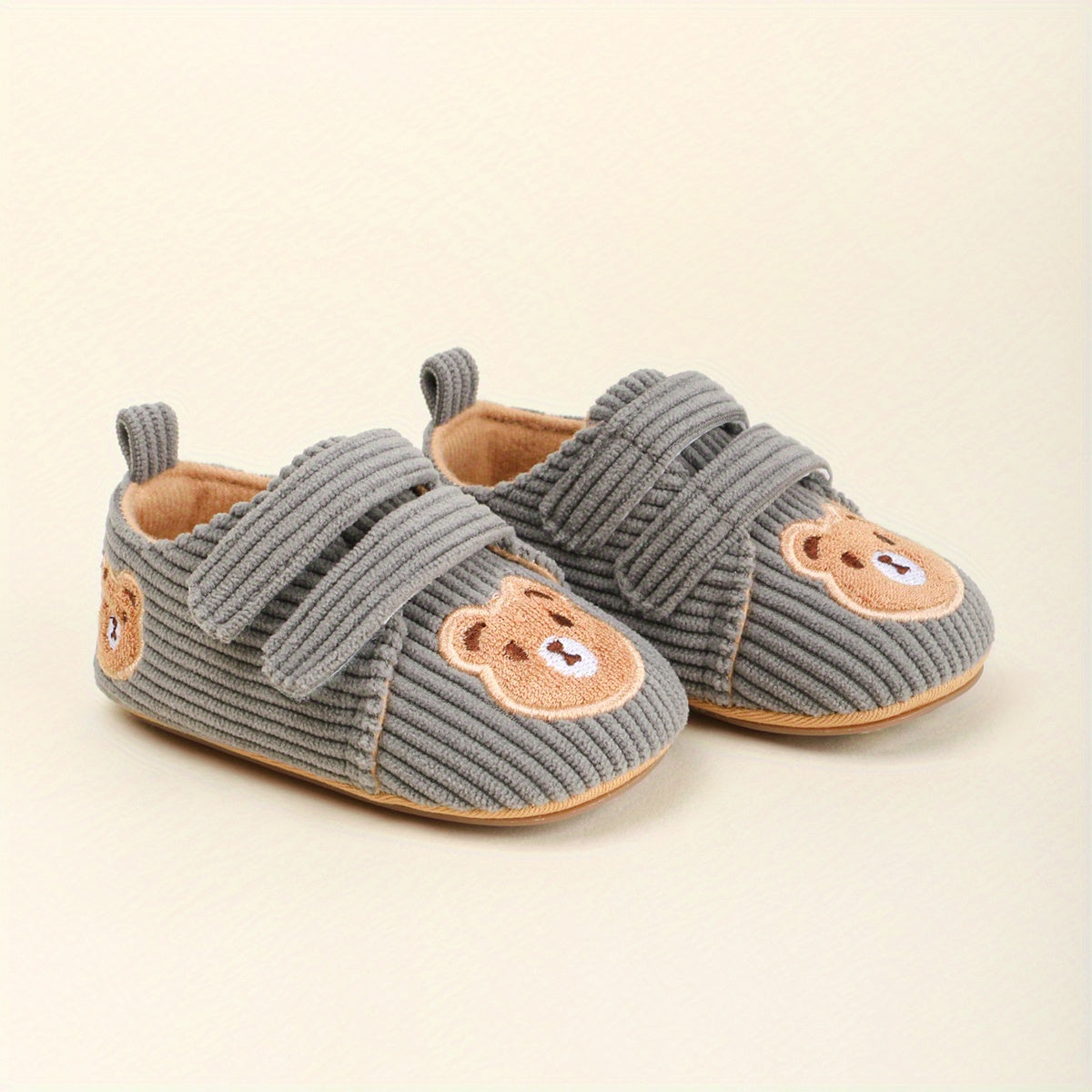 Chaussons Bébé Premiers Pas Antidérapants en Velours Côtelé