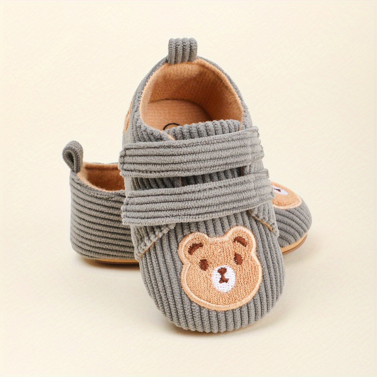 Chaussons Bébé Premiers Pas Antidérapants en Velours Côtelé