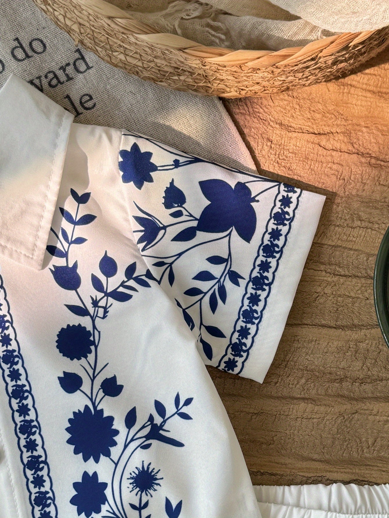 Ensemble Chemise & Short Bébé/Enfant 'Bleu Fleuri'