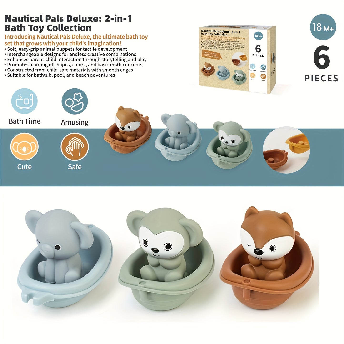 Set de 7 Jouets de Bain en Silicone