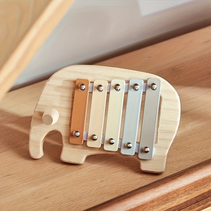 Xylophone Éléphant d'Éveil en Bois Naturel