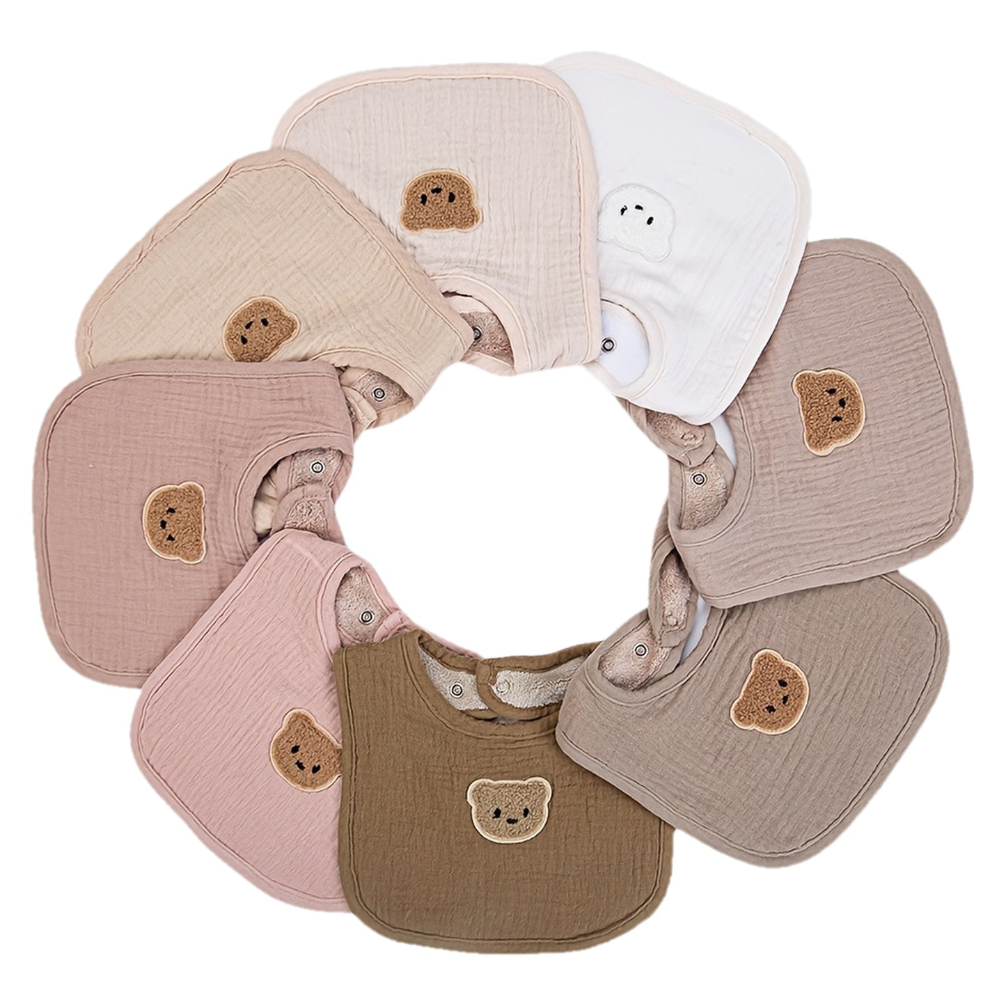 Lot de Bavoirs Bandana/Ronds en Gaze de Coton