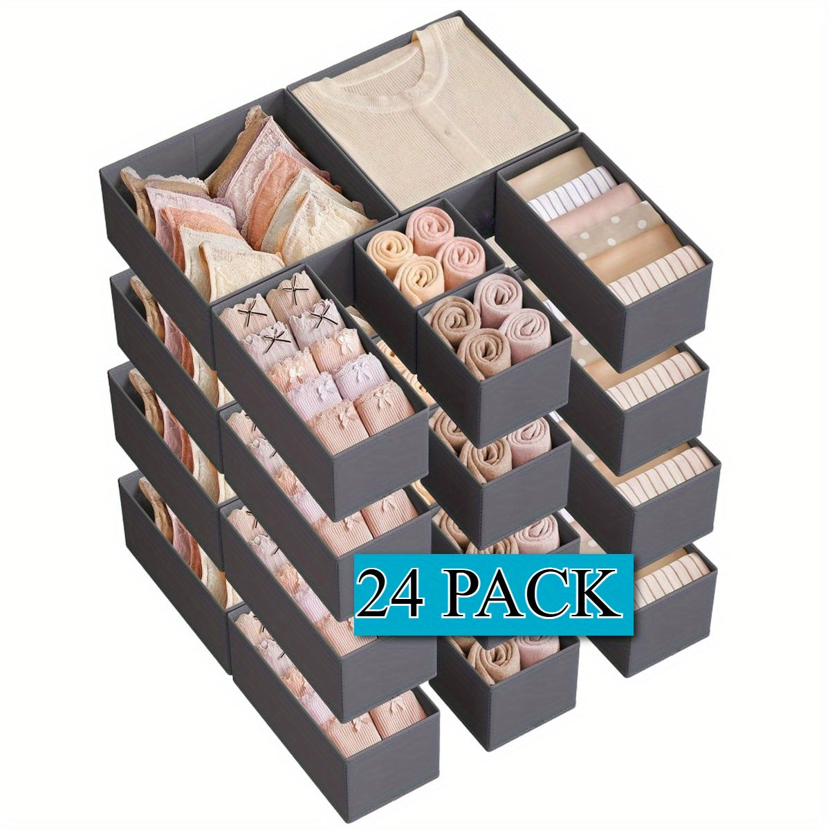 Lot de 24 Organisateurs de Tiroir Modulables