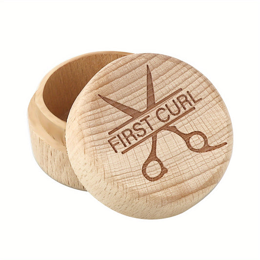 Boîte en Bois Naturel pour Première Boucle de Cheveux