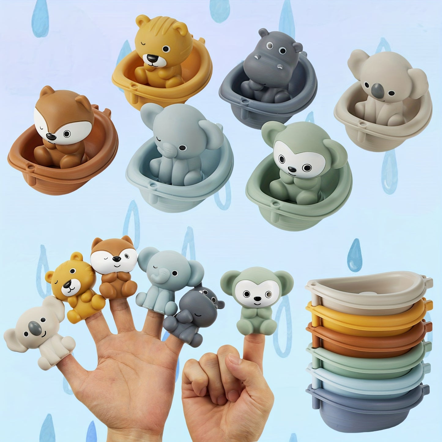 Set de 7 Jouets de Bain en Silicone