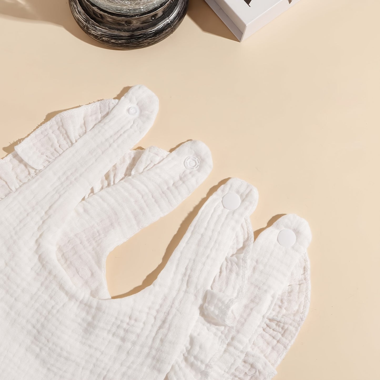 Maxi Lot de Bavoirs Bébé en Double Gaze Blancs