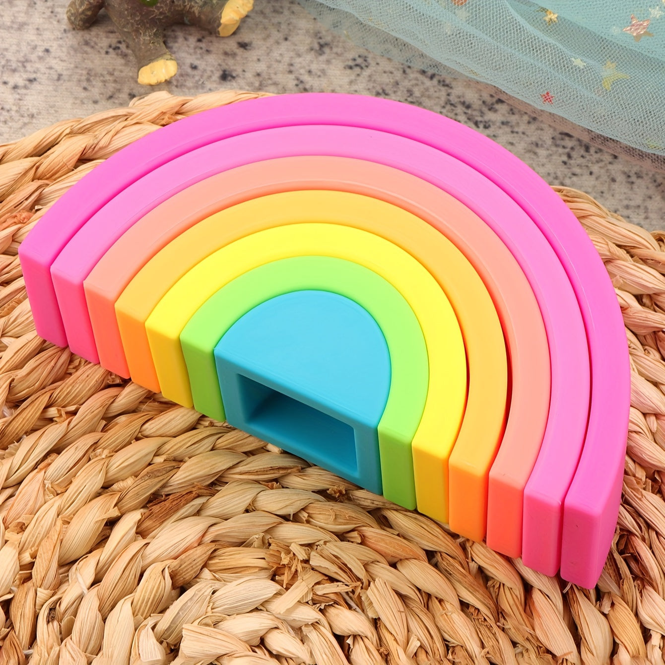 Puzzle 7 pièces empilable Arc-en-ciel d'Éveil Pédagogique