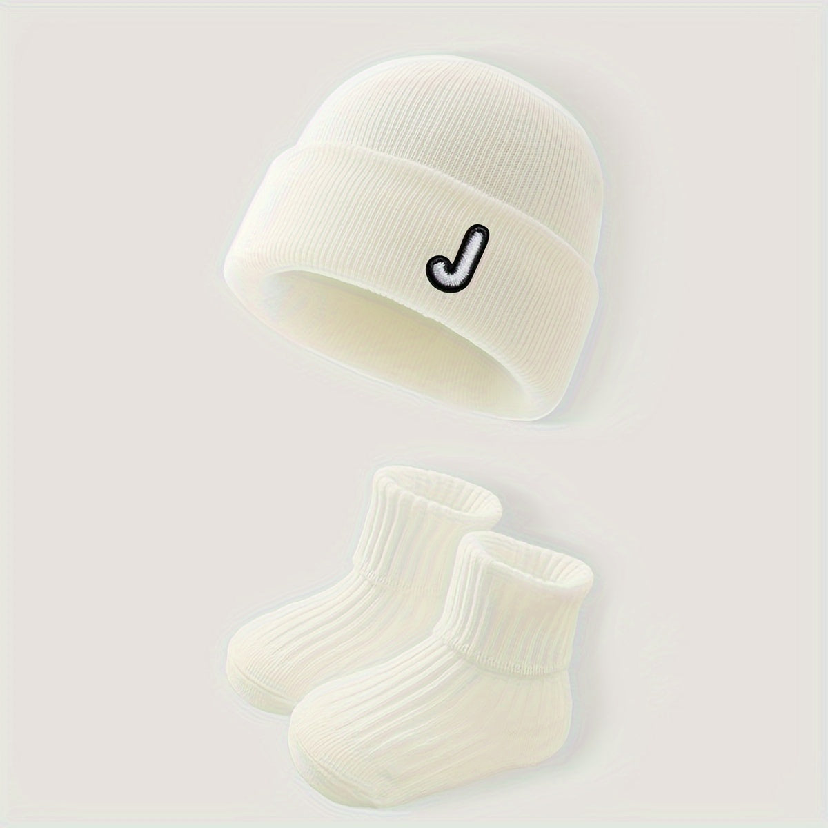 Ensemble Naissance 2 Pièces : Bonnet et Chaussons Bébé, Lettre Initiale Brodée - Cadeau Idéal