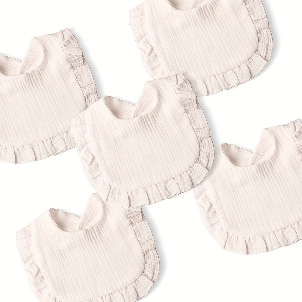 Lot de 5 Bavoirs Bébé en Mousseline de Coton