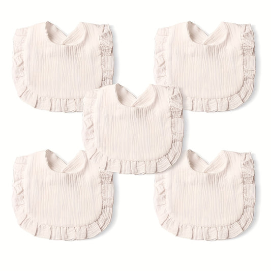 Lot de 5 Bavoirs Bébé en Mousseline de Coton