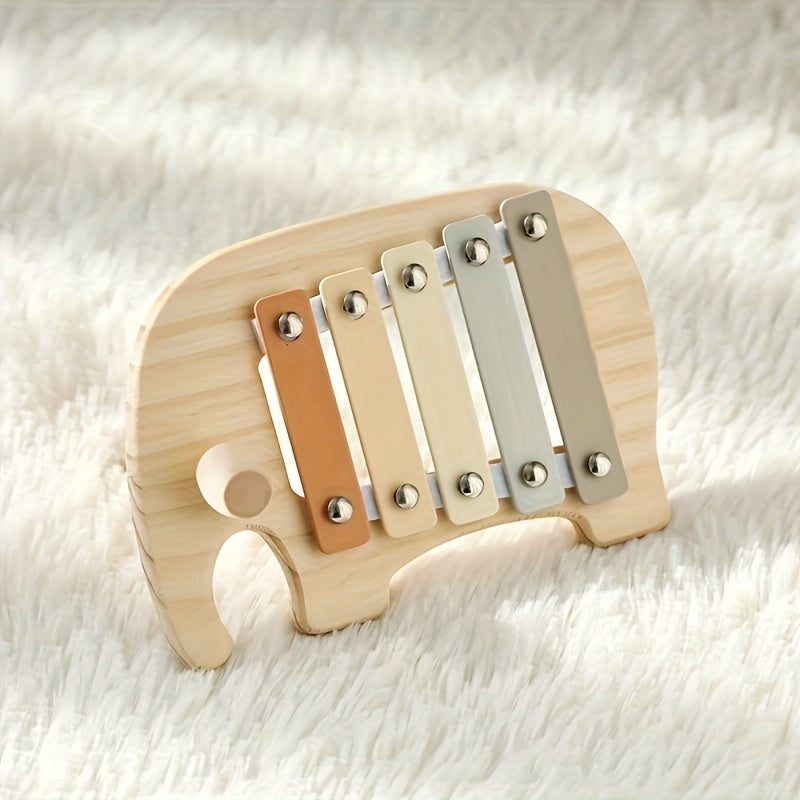 Xylophone Éléphant d'Éveil en Bois Naturel