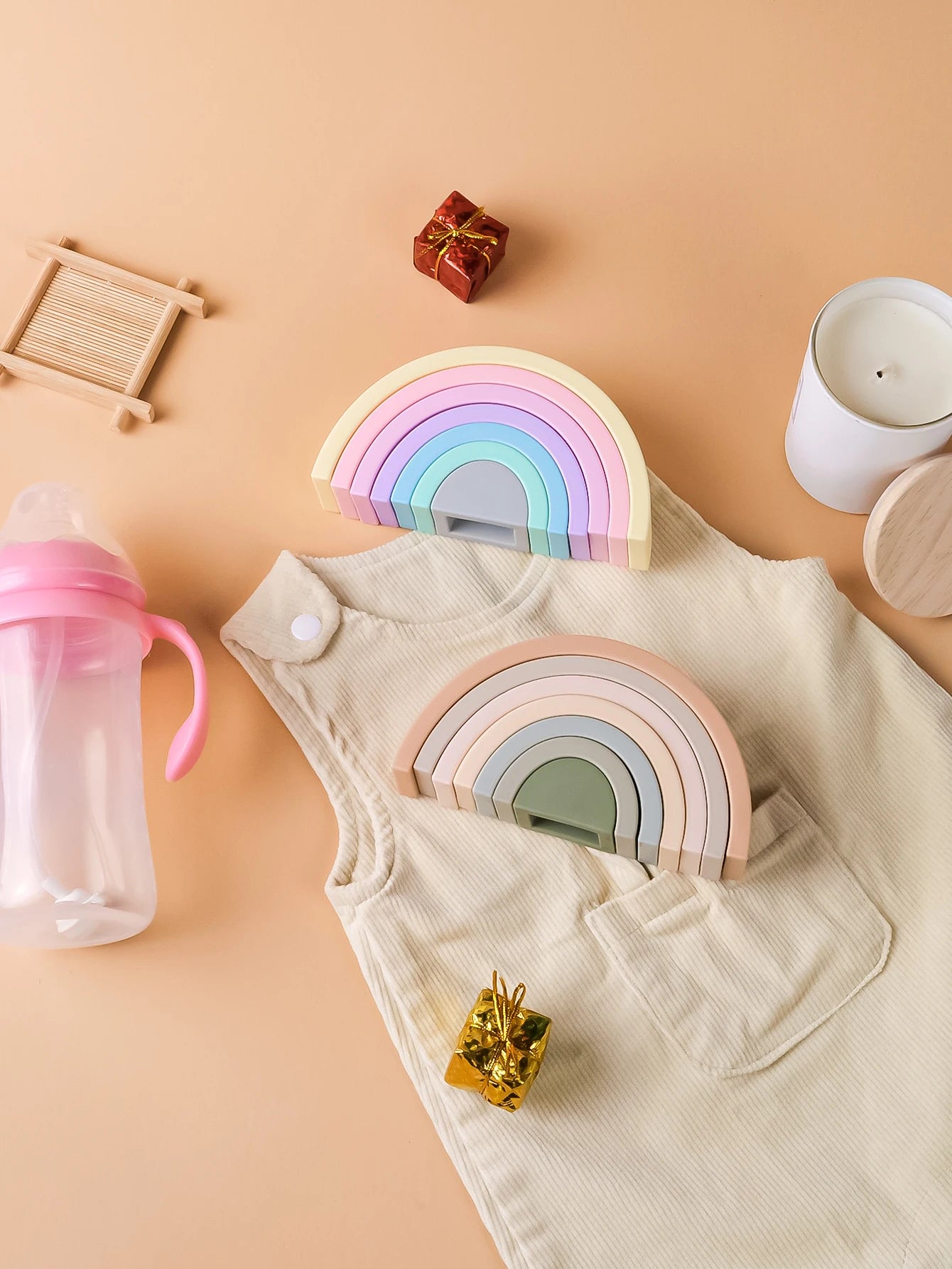 Jouet d'empilement Arc-en-ciel : Blocs de construction en forme d'arche