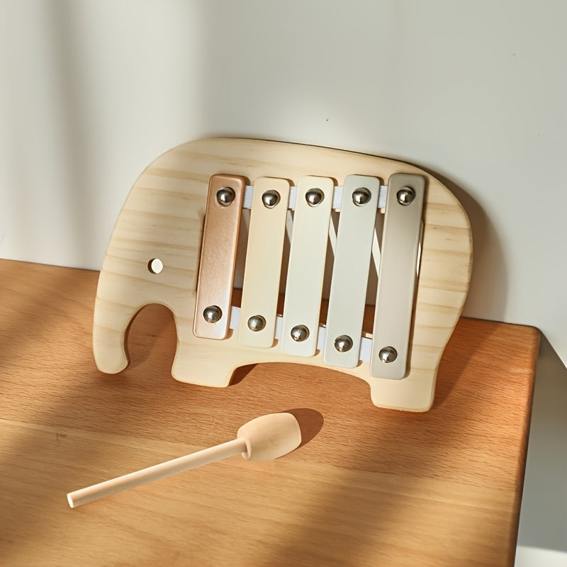 Xylophone Éléphant d'Éveil en Bois Naturel