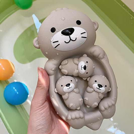 Jeu de Bain Maman Loutre et Loutrons (4 Pièces) – Jouet Flottant Éveil