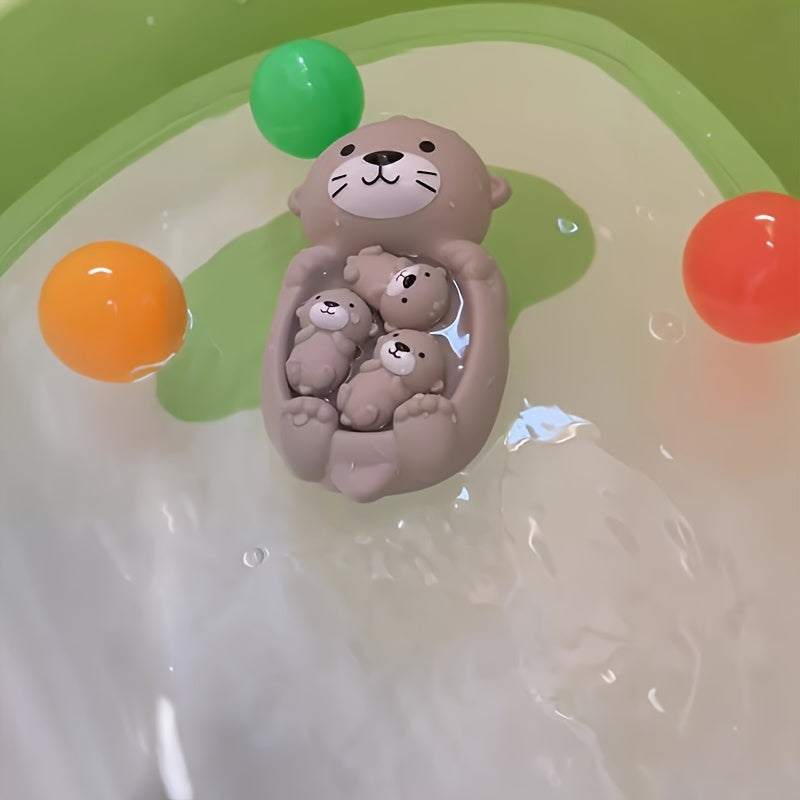 Jeu de Bain Maman Loutre et Loutrons (4 Pièces) – Jouet Flottant Éveil