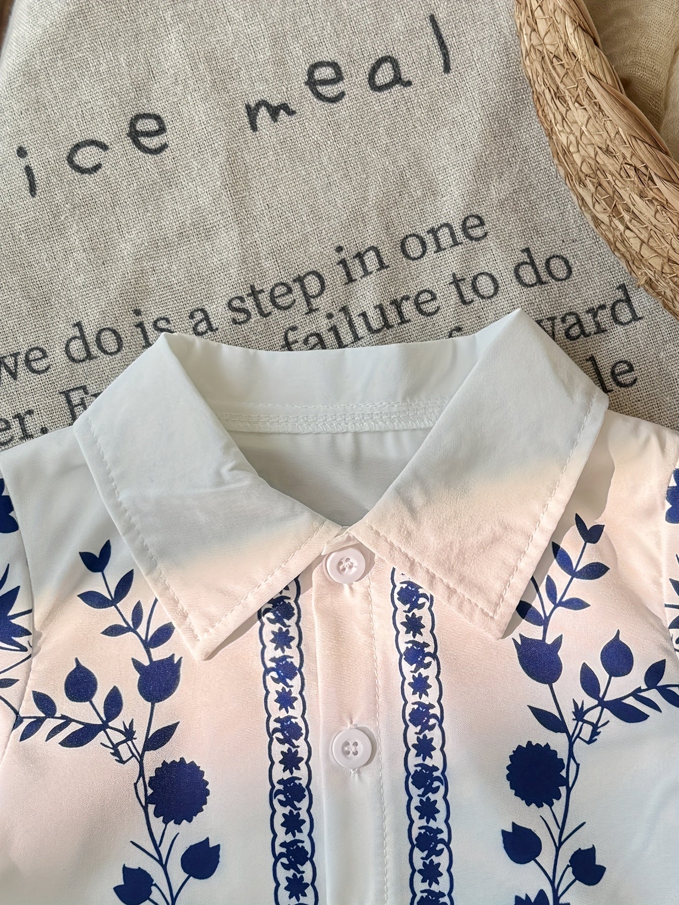 Ensemble Chemise & Short Bébé/Enfant 'Bleu Fleuri'